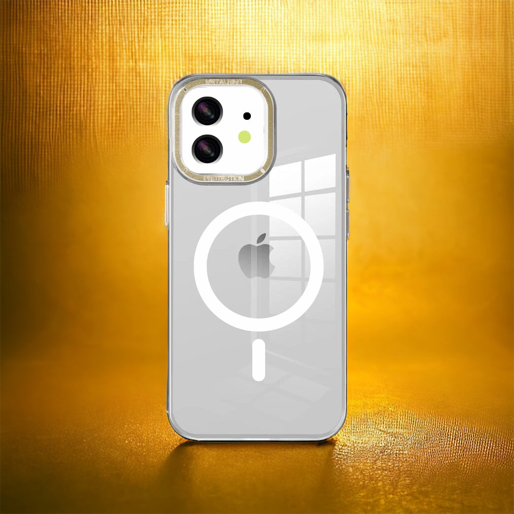Iphone Metalring İnce Sert Malzeme MagSafe Destekli Şeffaf Kılıf(Renk ve Telefon Modeli Seçiniz.)
