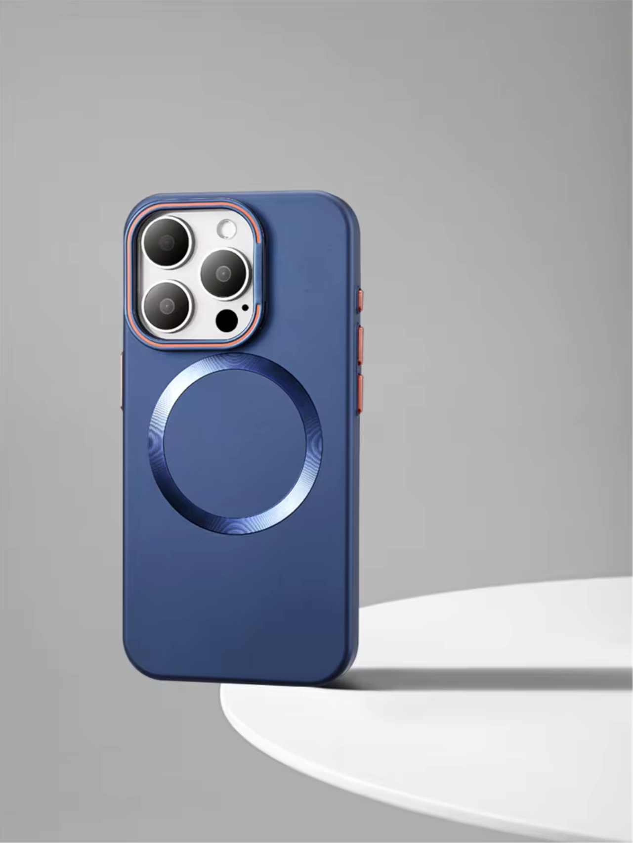 İphone Mavi Standlı Kılıf-Lens Koruyucu Hediyeli