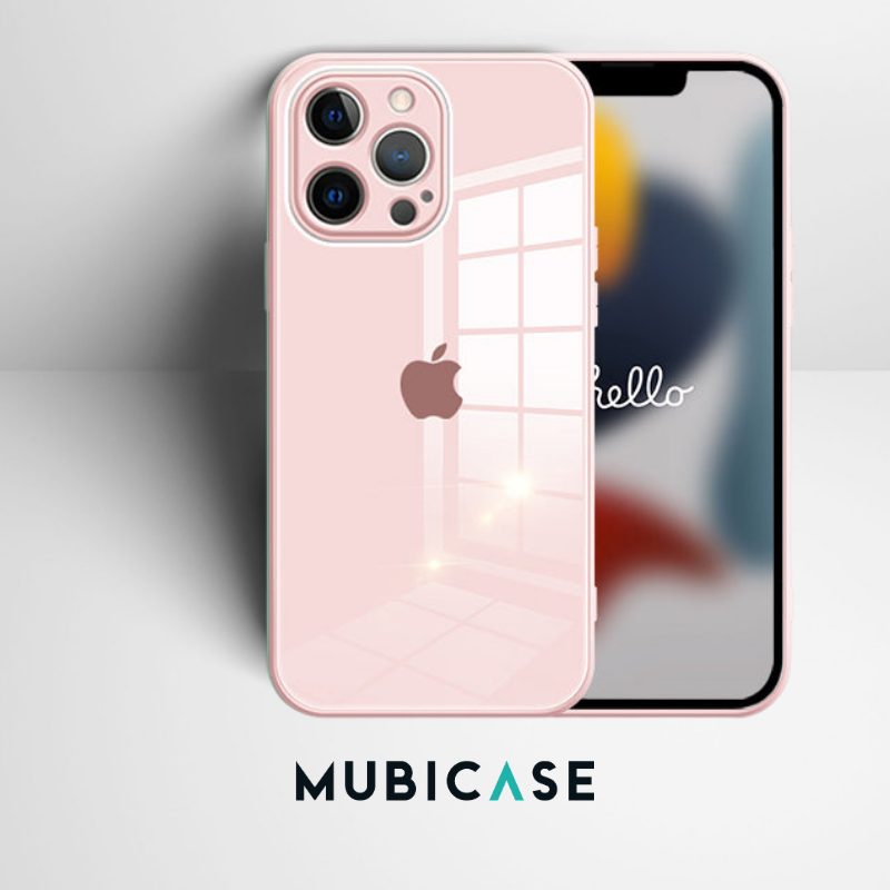 MUBI iPhone 13 Pro Kamera Korumalı Toz Pembe Cam Kılıf