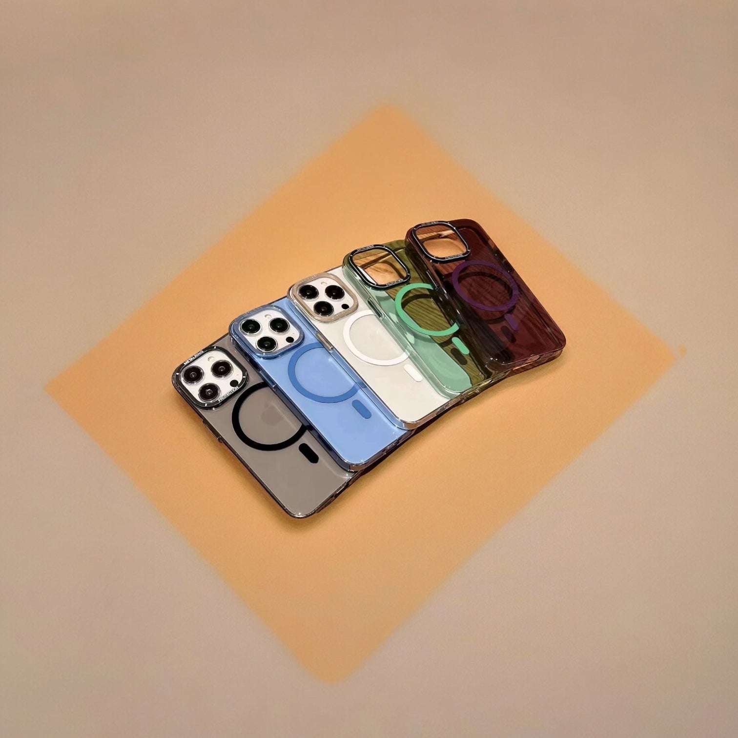 Iphone Metalring İnce Sert Malzeme MagSafe Destekli Şeffaf Kılıf(Renk ve Telefon Modeli Seçiniz.)