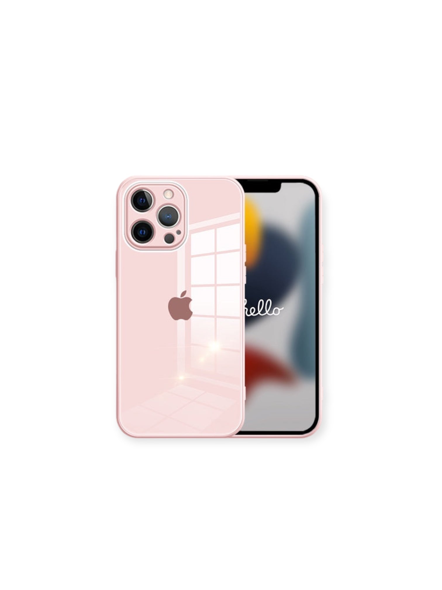 MUBI iPhone 13 Pro Kamera Korumalı Toz Pembe Cam Kılıf