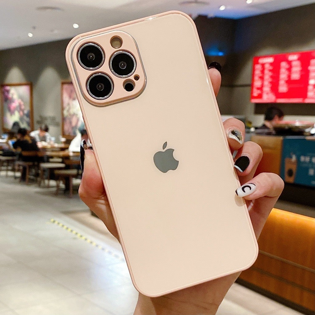 MUBI iPhone 13 Pro Kamera Korumalı Toz Pembe Cam Kılıf