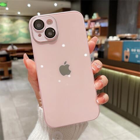 MUBI iPhone 13 Pro Kamera Korumalı Toz Pembe Cam Kılıf